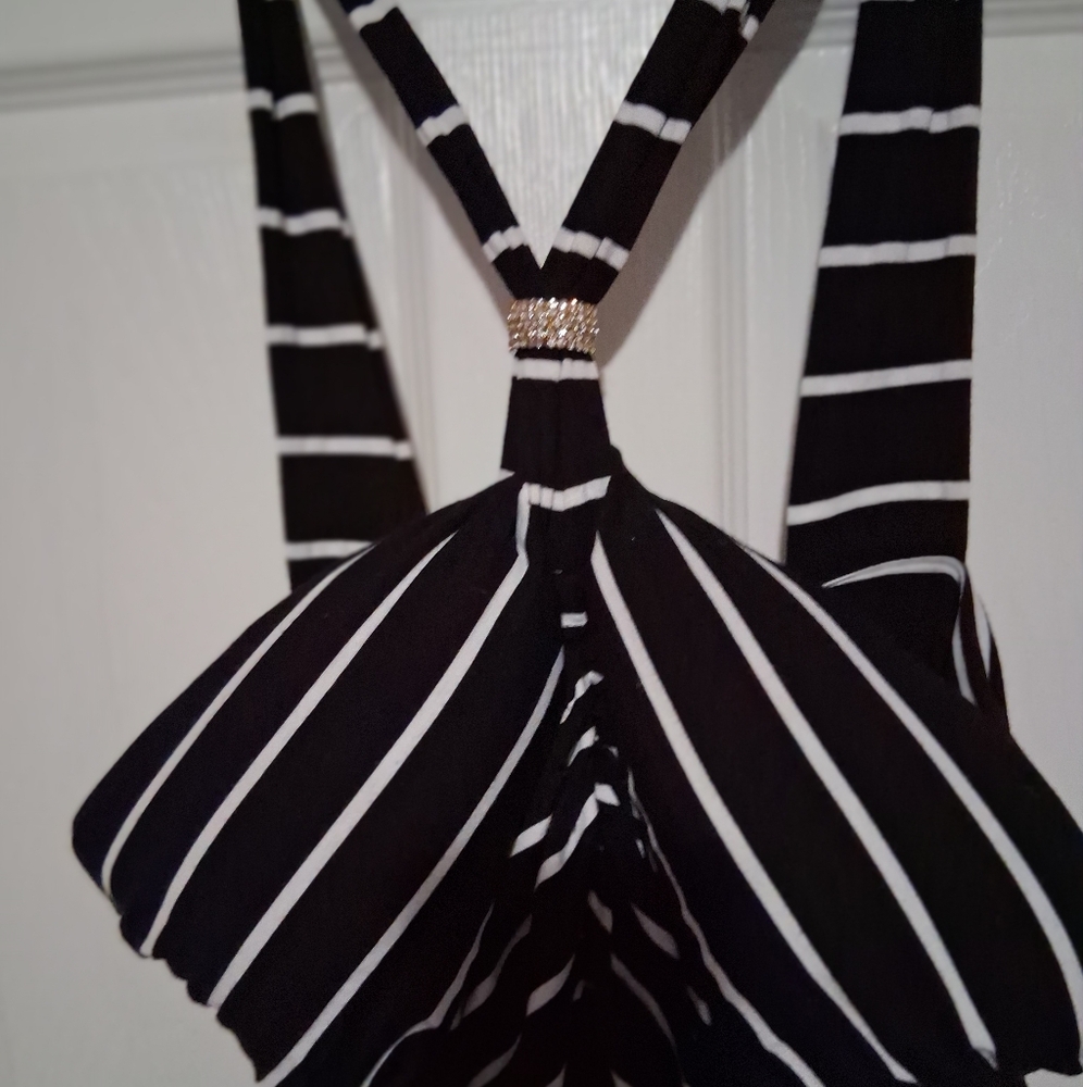 Baby Phat Monochrome Striped Evening Dress Smoke Free Home EUC - Picture 4 of 4